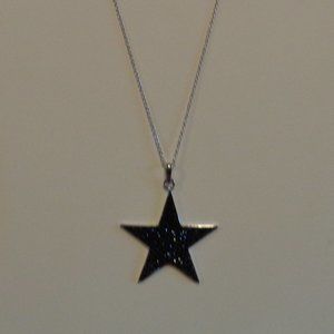 Black Spinel Sterling Silver Star Pendant w/Chain NIB